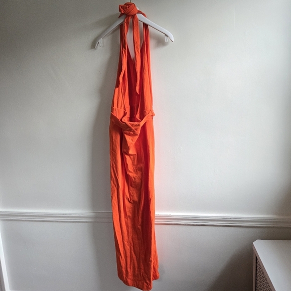 New Free People Beach Randi Halter 100% Cotton Tangerine Tango Dress Medium - Picture 5 of 8
